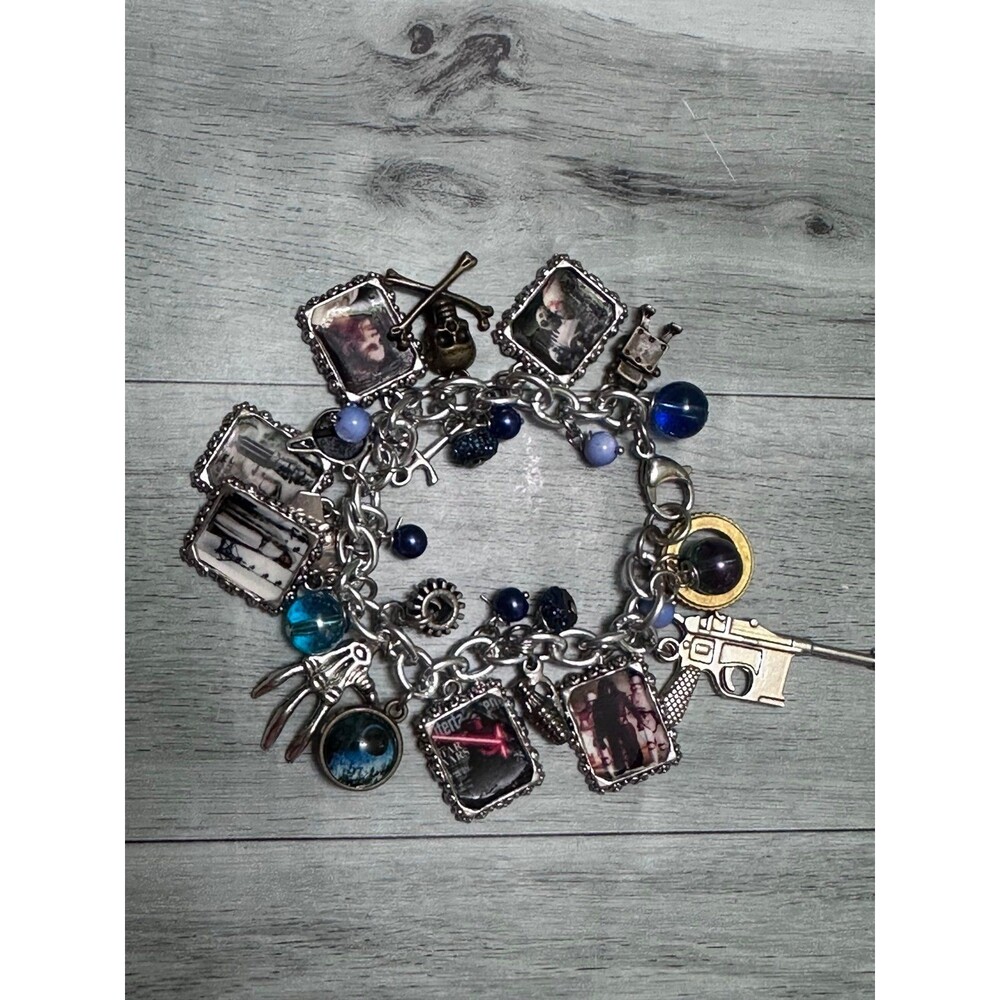 Star Wars Silver-Tone Charm Bracelet Watch Accessory with Blue Accents